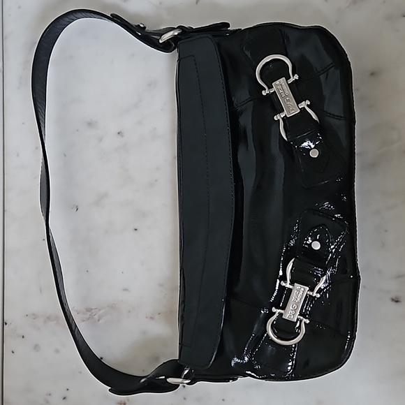 D & G - Y2K black leather silver logo shoulder bag - Picture 3 of 13